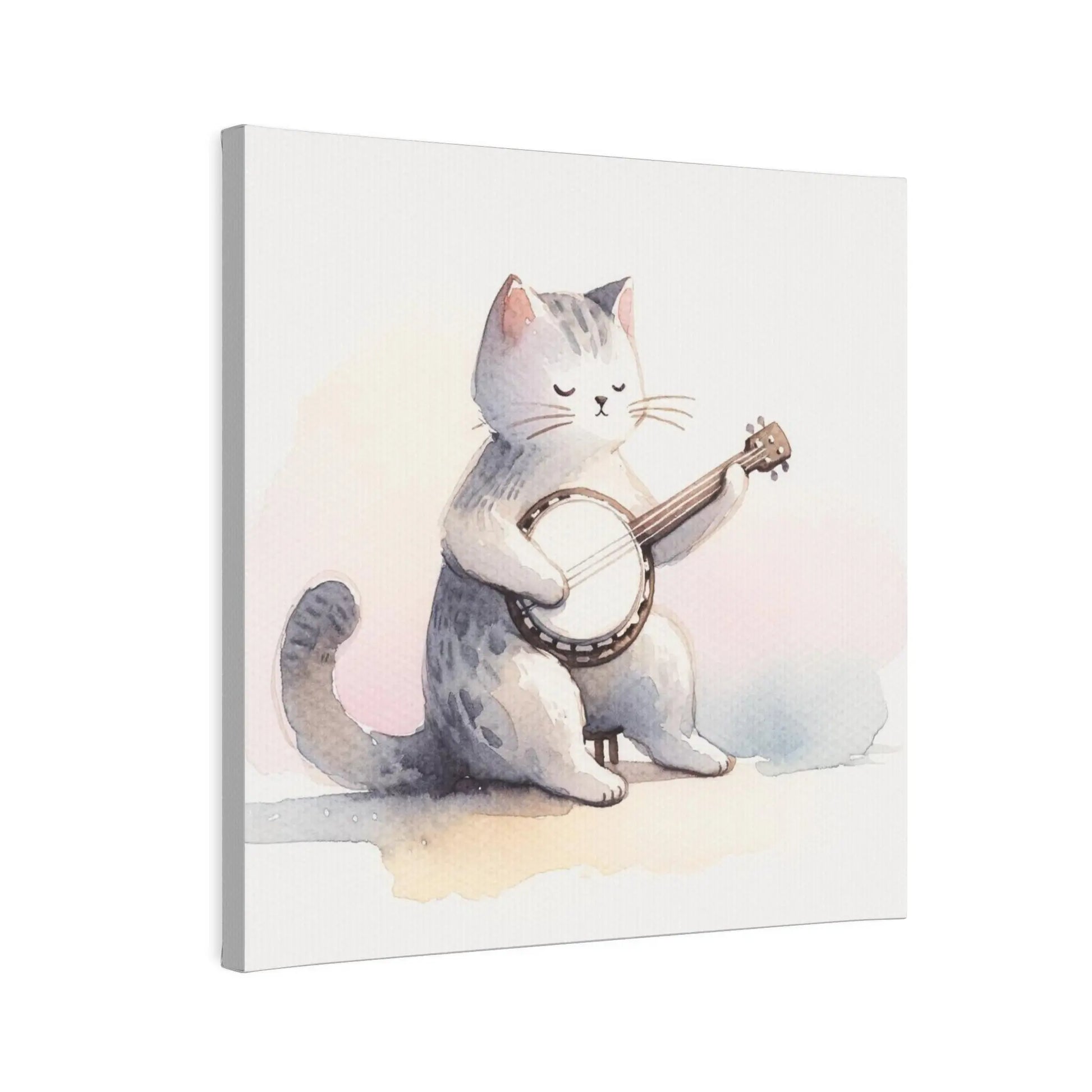 Banjo Player Wall Art - Cat Lover Decor - Canvas