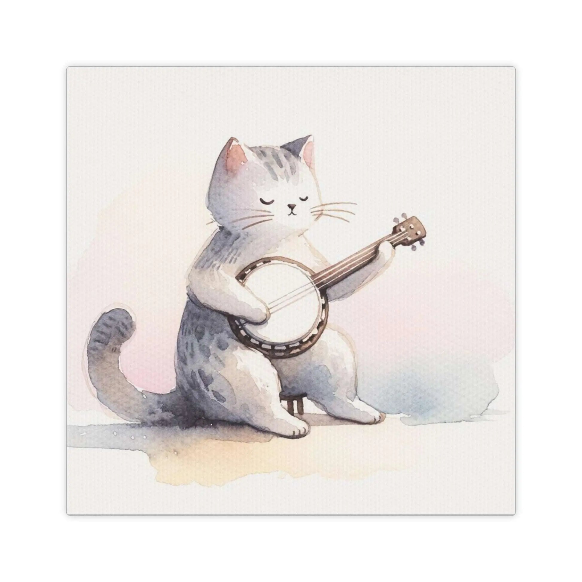 Banjo Player Wall Art - Cat Lover Decor - Canvas