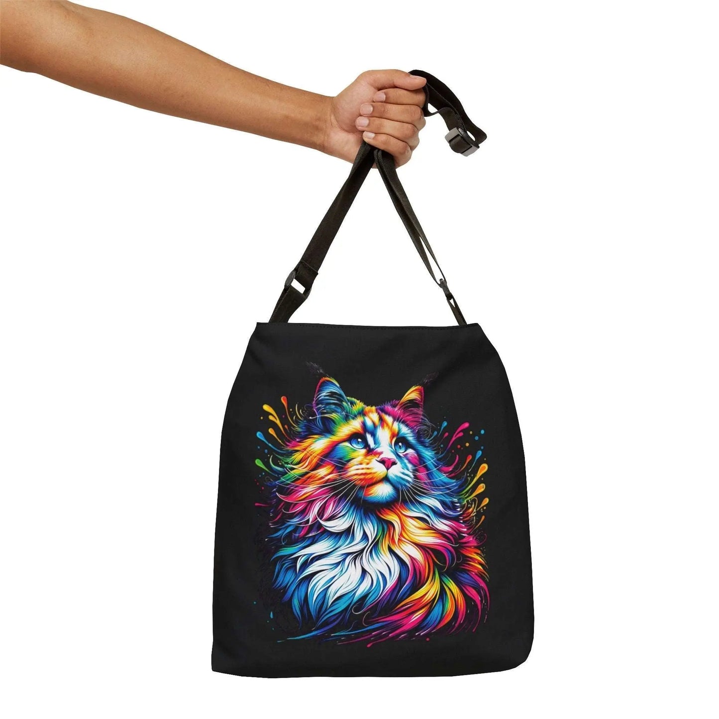 Cat Lover Rainbow Drops Adjustable Tote Bag - Bags