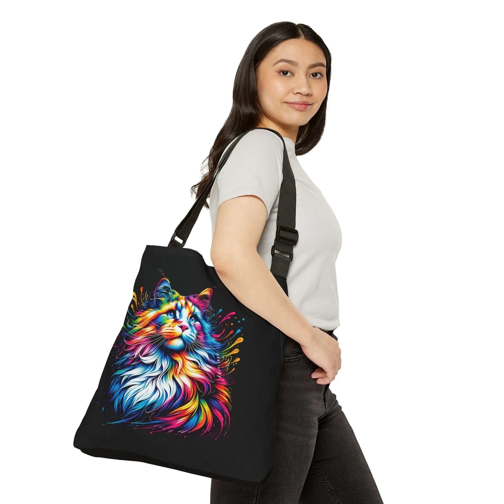 Cat Lover Rainbow Drops Adjustable Tote Bag - Bags