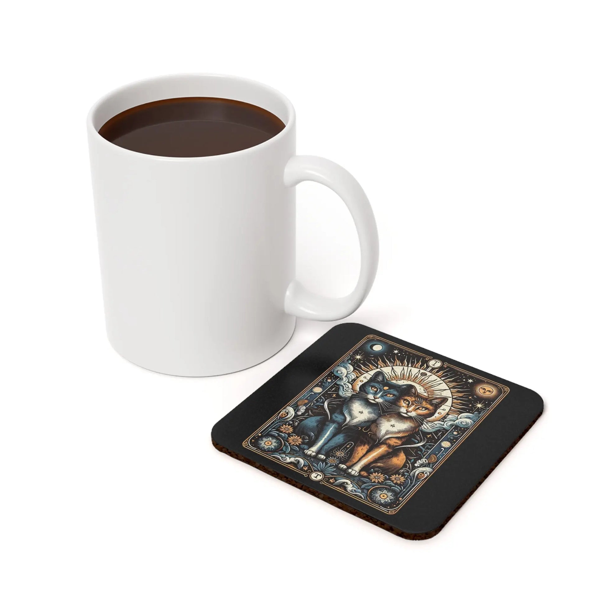 Cat Lovers Tarot Coaster - Black - Home Decor