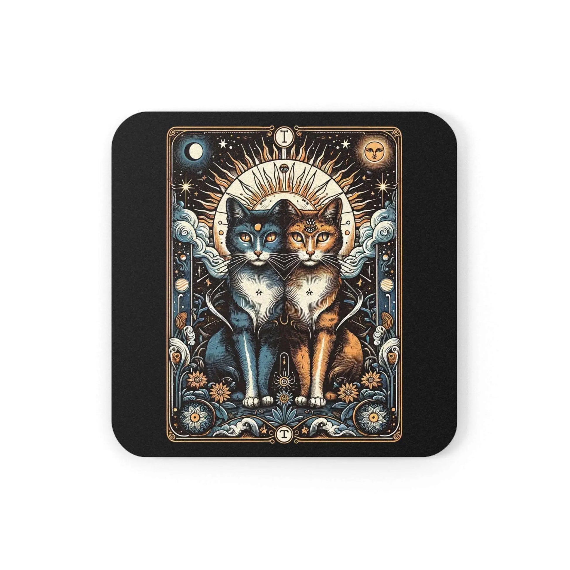 Cat Lovers Tarot Coaster - Black - Home Decor