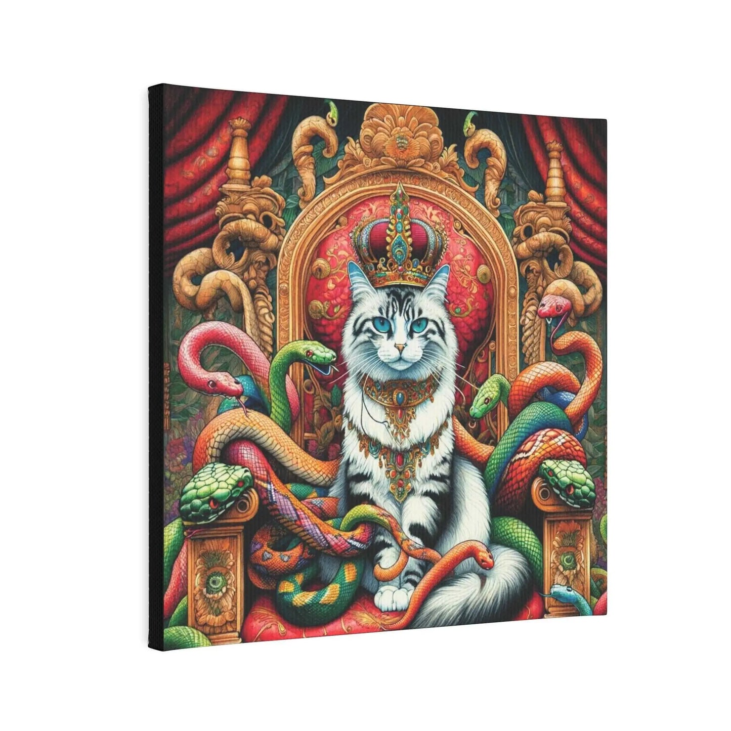 Cat Queen of Snakes - Wall Art Decor - Cat Lover - Canvas