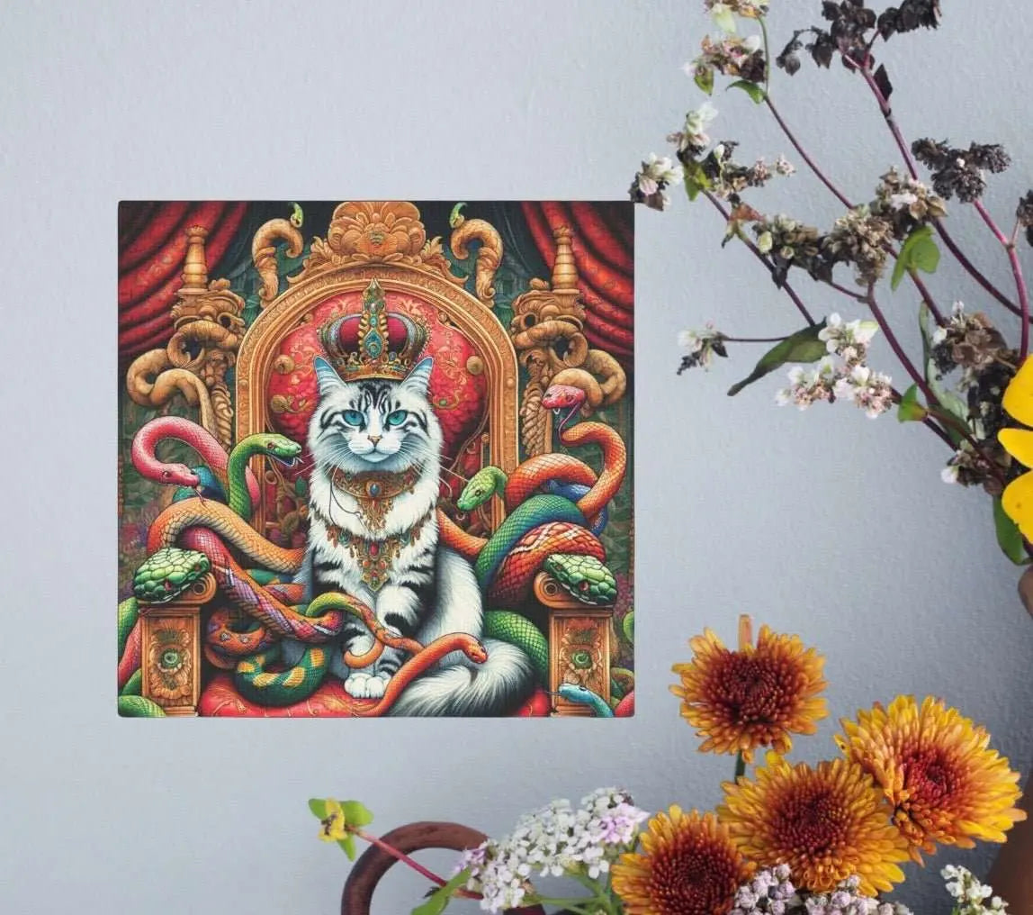 Cat Queen of Snakes - Wall Art Decor - Cat Lover - Canvas