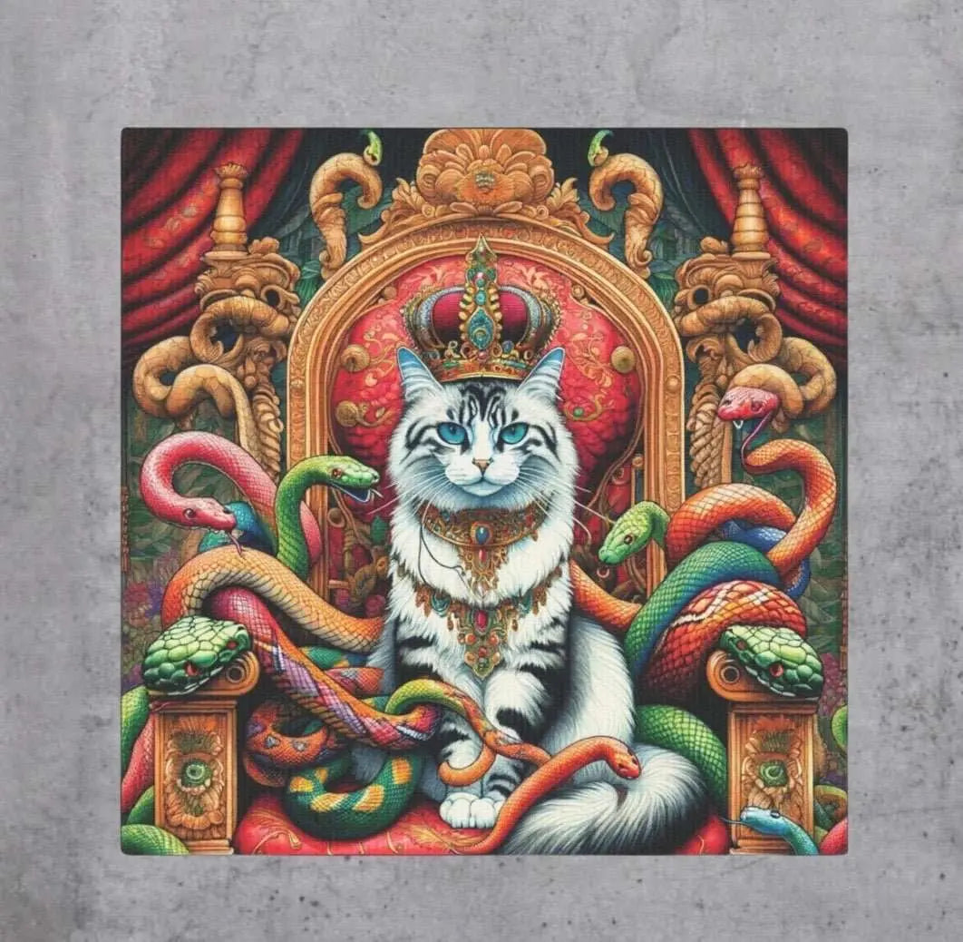 Cat Queen of Snakes - Wall Art Decor - Cat Lover - Canvas