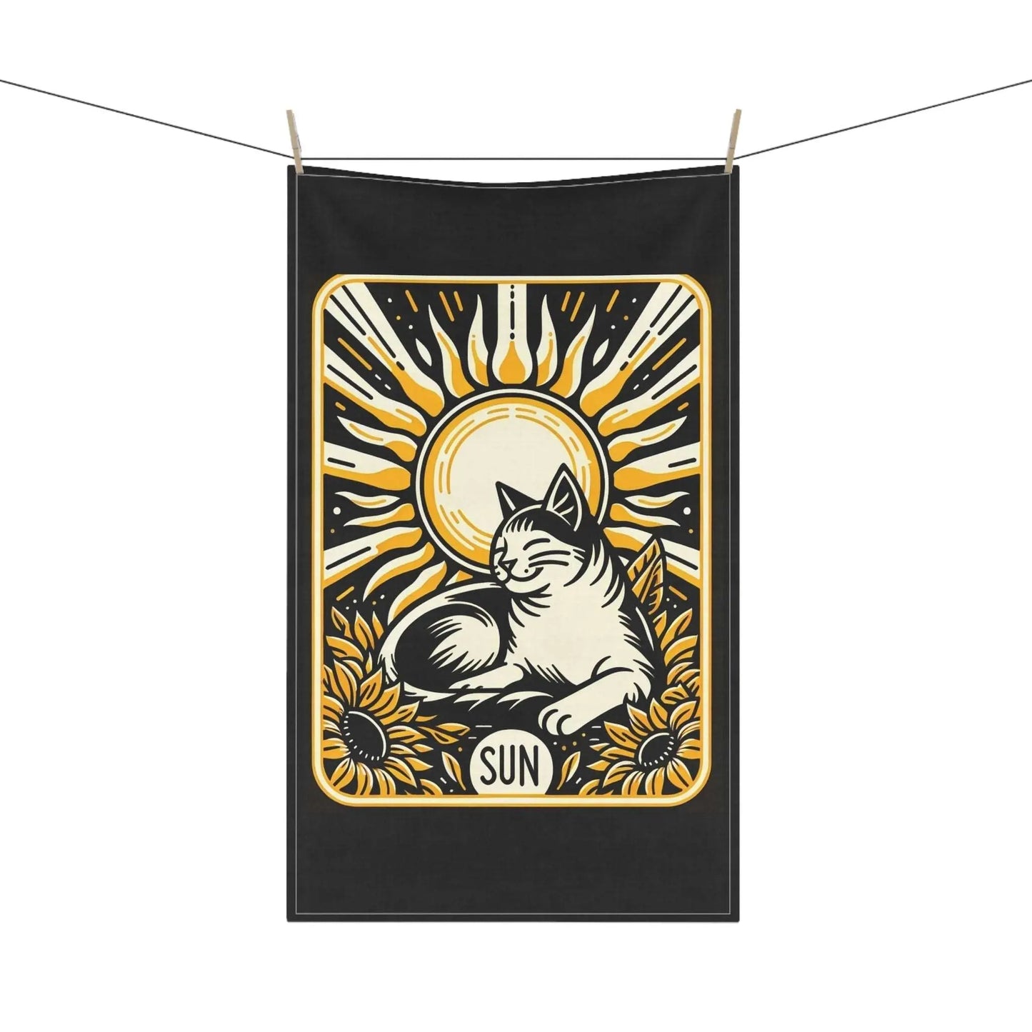 Cat Sun Tarot Graphic - Kitchen Towel - Home Decor