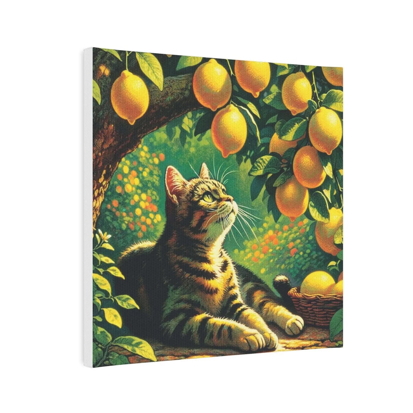 Cat Under a Lemon Tree - Kitchen Wall Art Decor - Canvas