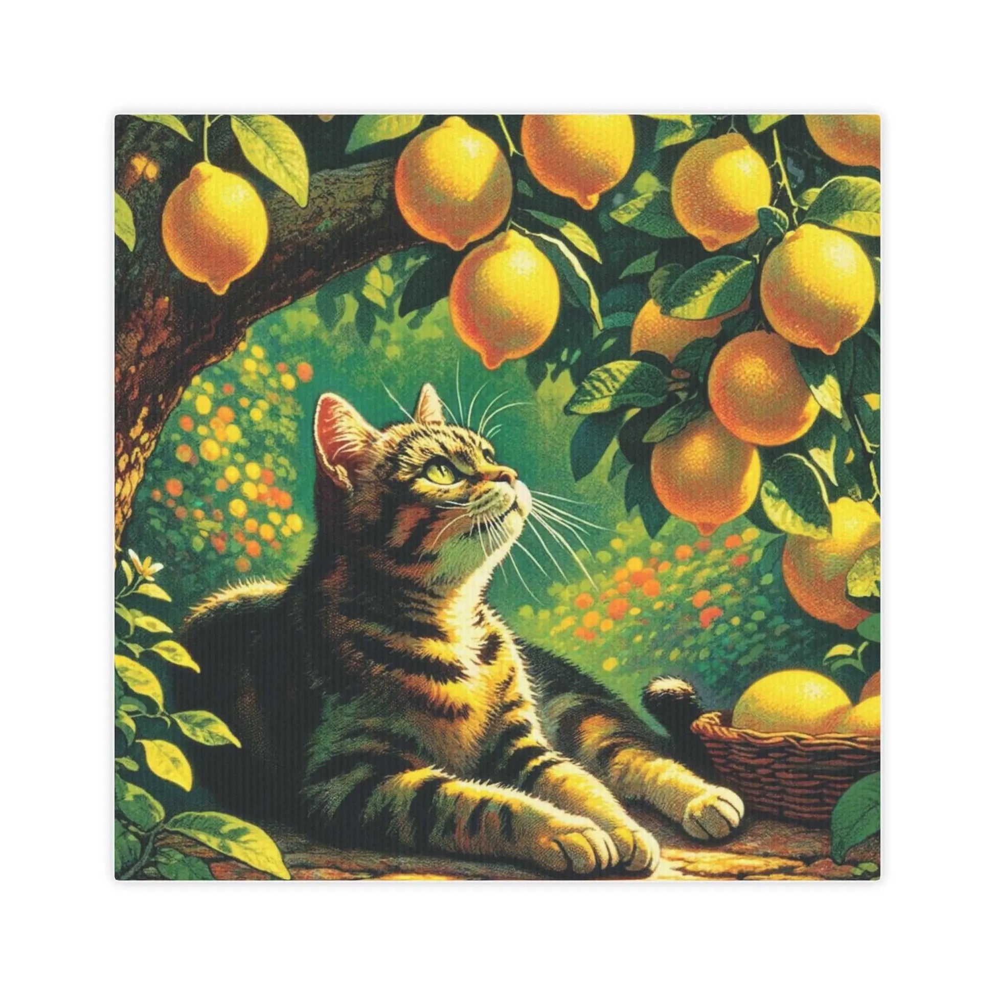 Cat Under a Lemon Tree - Kitchen Wall Art Decor - Canvas