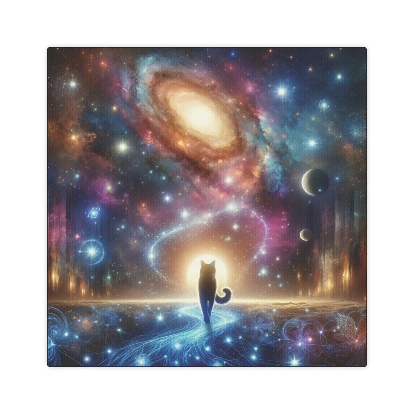 Cat Walking into the Stars - Wall Art Decor - Canvas