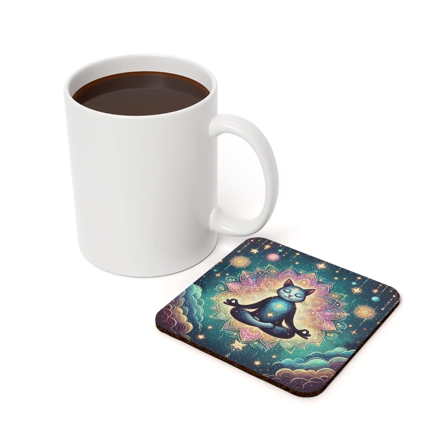 Chakra Cat Meditation Coaster - Home Decor