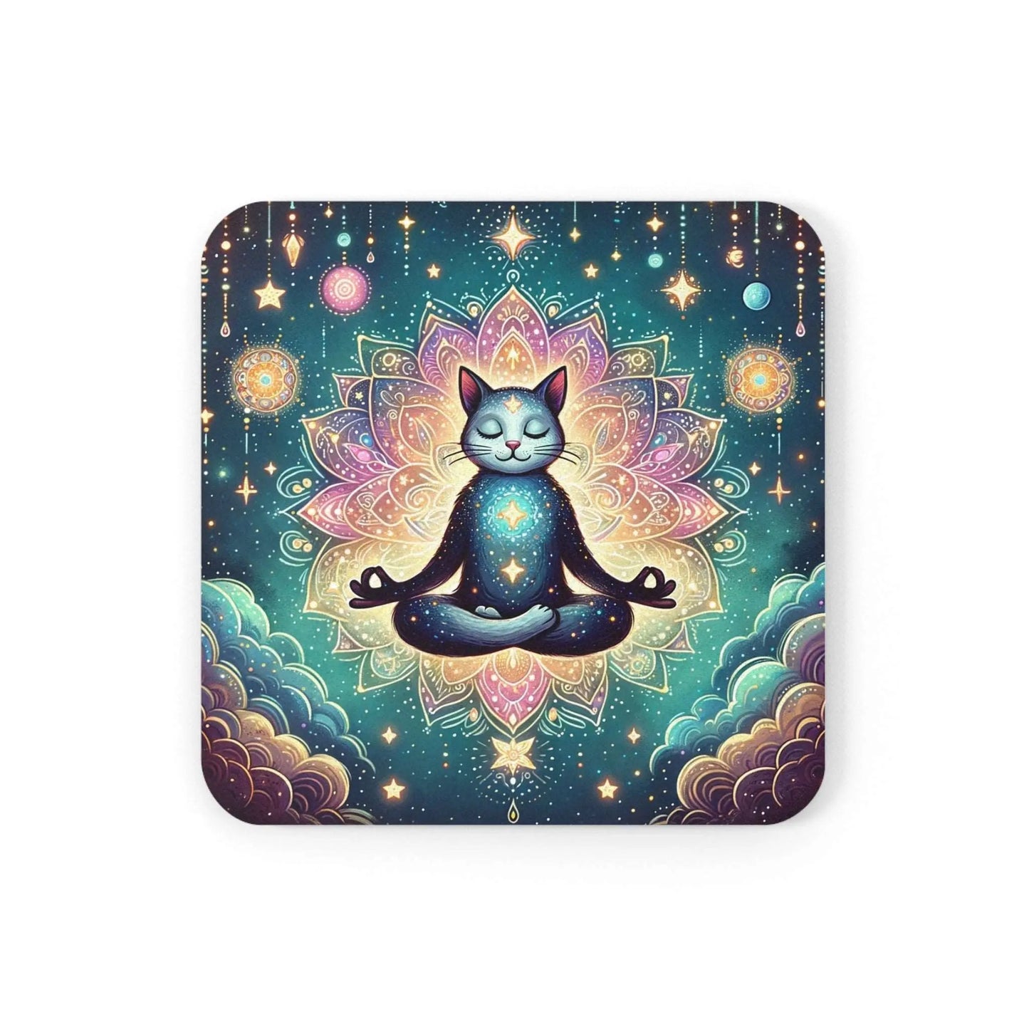 Chakra Cat Meditation Coaster - Home Decor