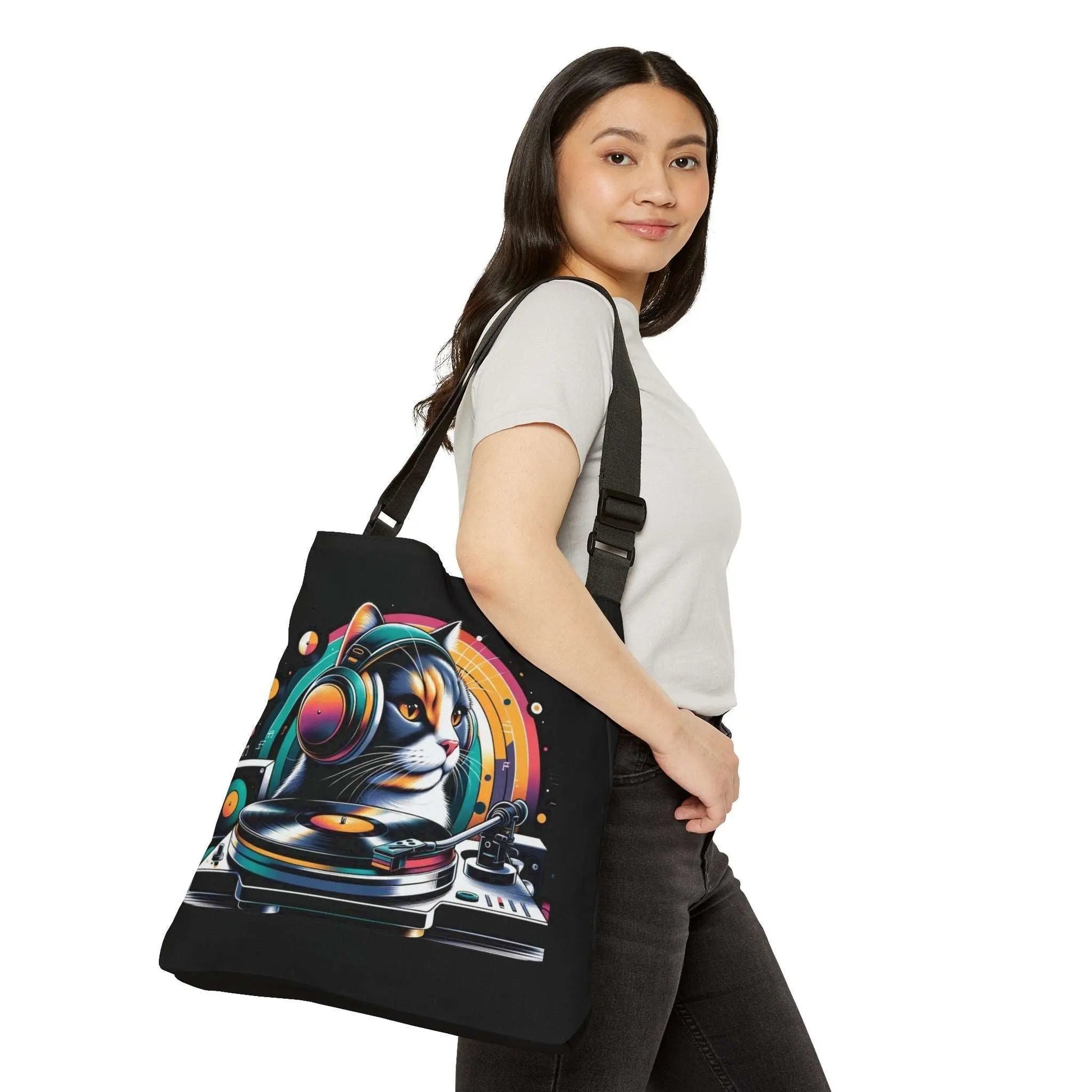 DJ Calico Cat - Adjustable Strap Tote Bag - Bags