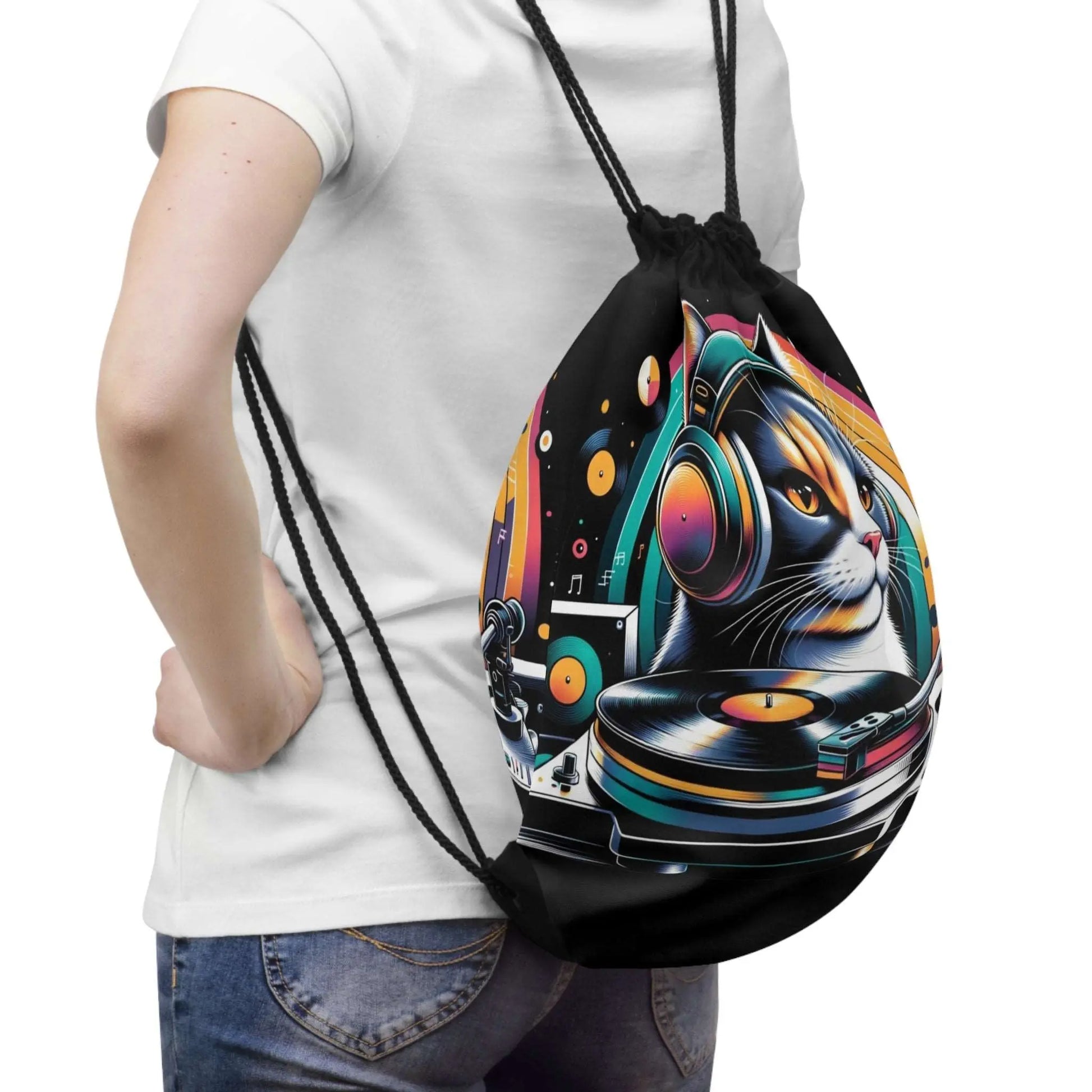 Dj Calico Cat - Drawstring Bag - Bags