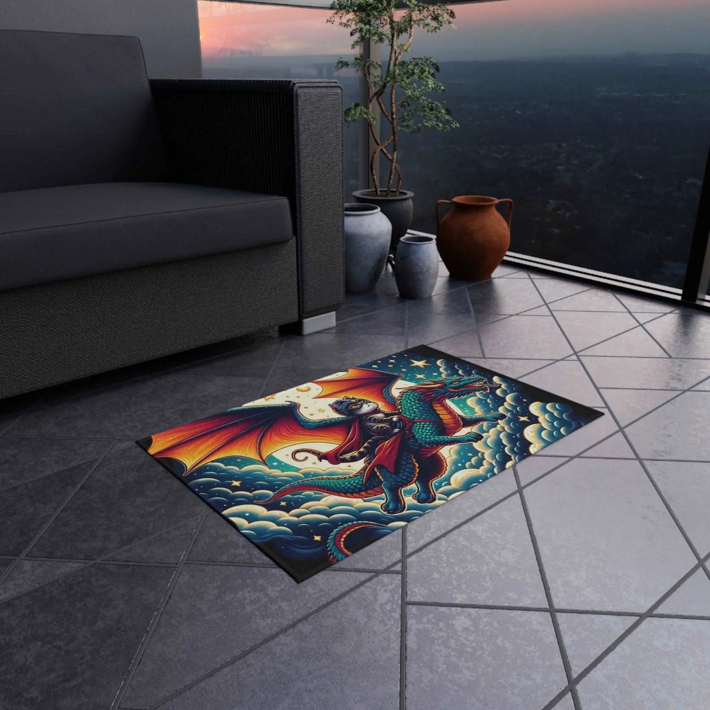 Dragon Adventure Cat - Indoor/Outdoor Rug - Home Decor