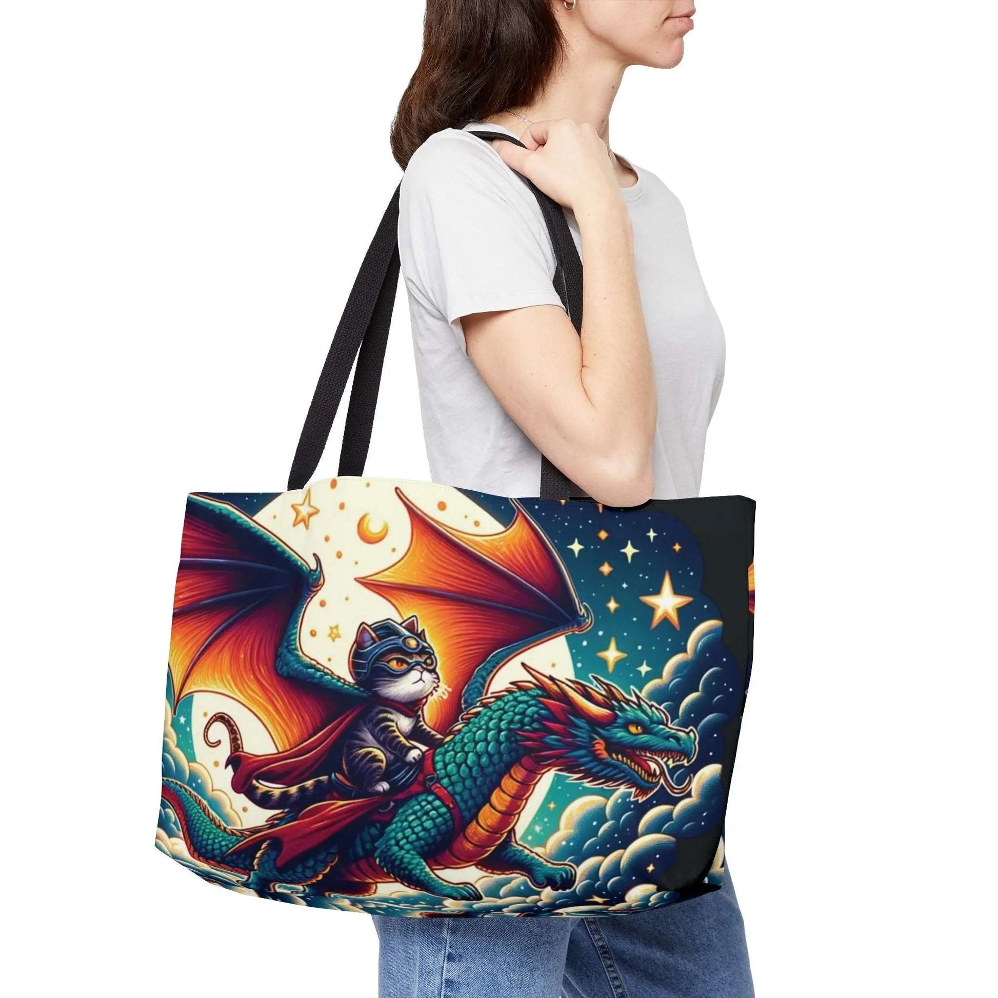 Dragon Rider Cat Adventurer - Weekender Tote Bag - Bags