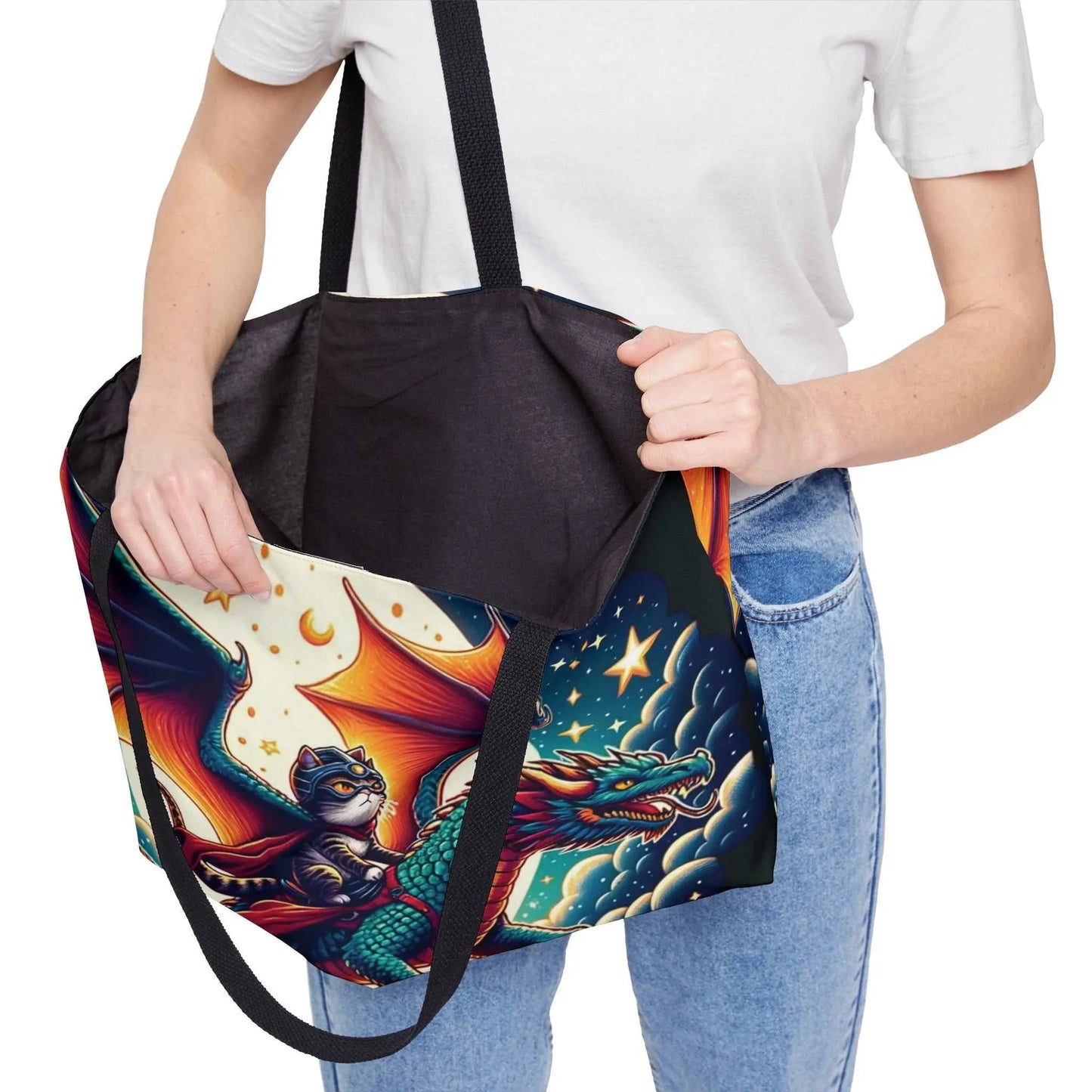 Dragon Rider Cat Adventurer - Weekender Tote Bag - Bags