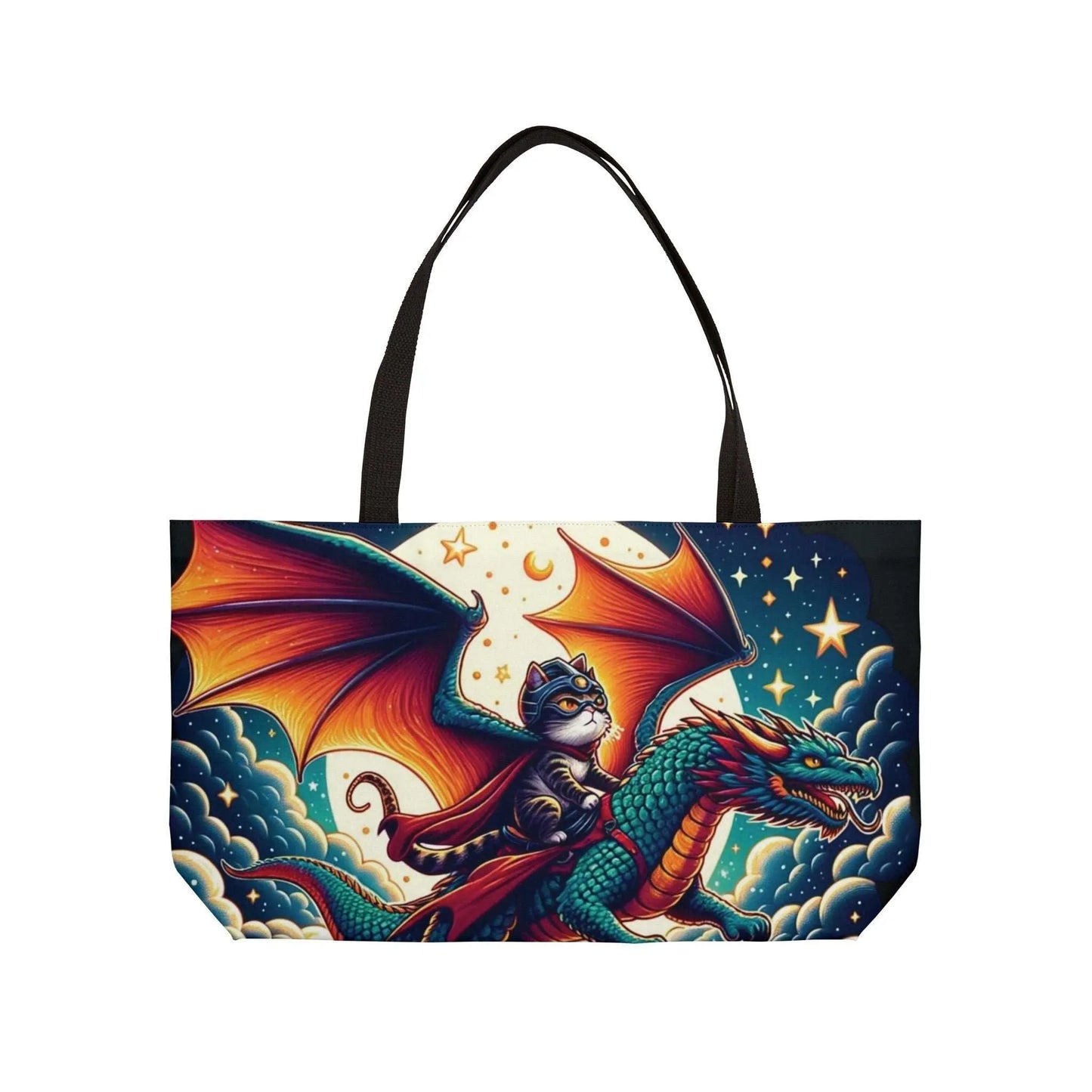 Dragon Rider Cat Adventurer - Weekender Tote Bag - Bags