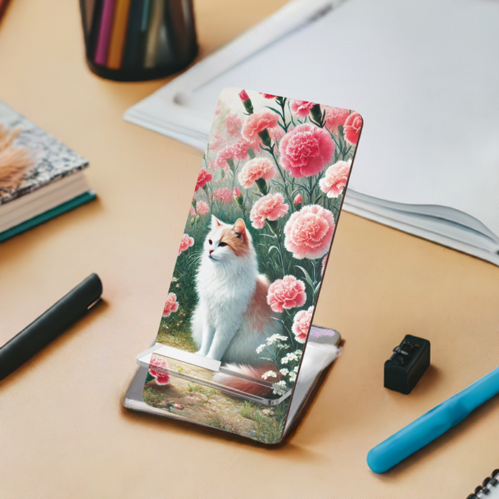 January Birth Flower - Cat Lover - Mobile Display Stand for Smartphones   