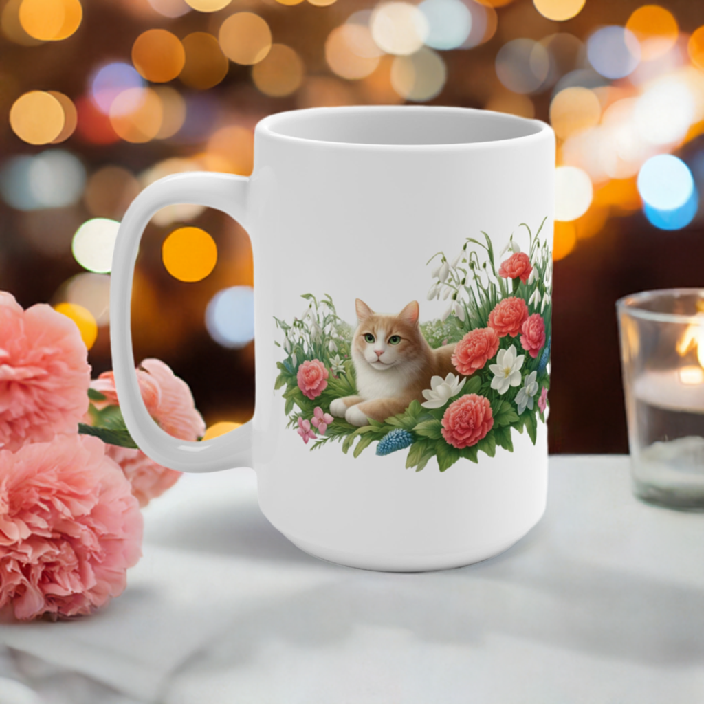 January Birth Flower - Cat Lover - Mug 15oz   