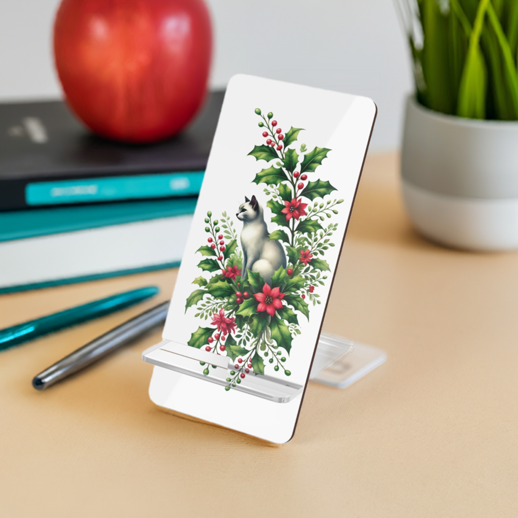 December Birth Flower - Cat Lover - Mobile Phone Stand for Smartphones   