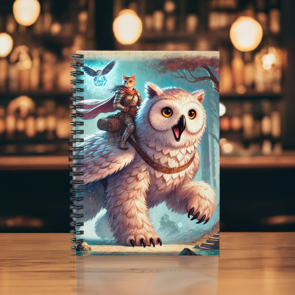 Bear Owl - Cat Rider - Dungeons and Dragons - Spiral Notebook - Ruled Line   