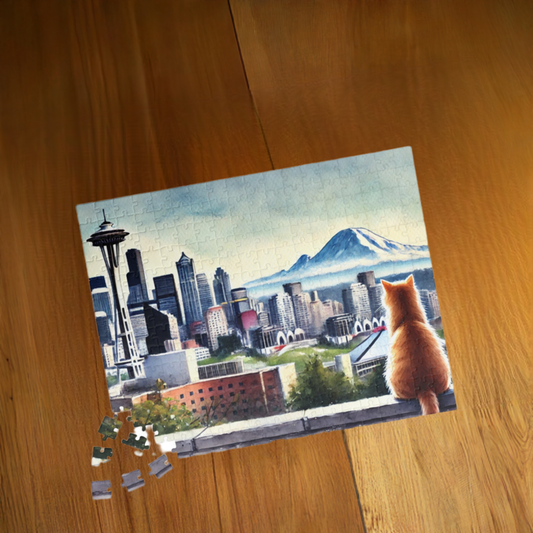 Seattle View - Cat Lover - Puzzle (110, 252, 520 - piece)   