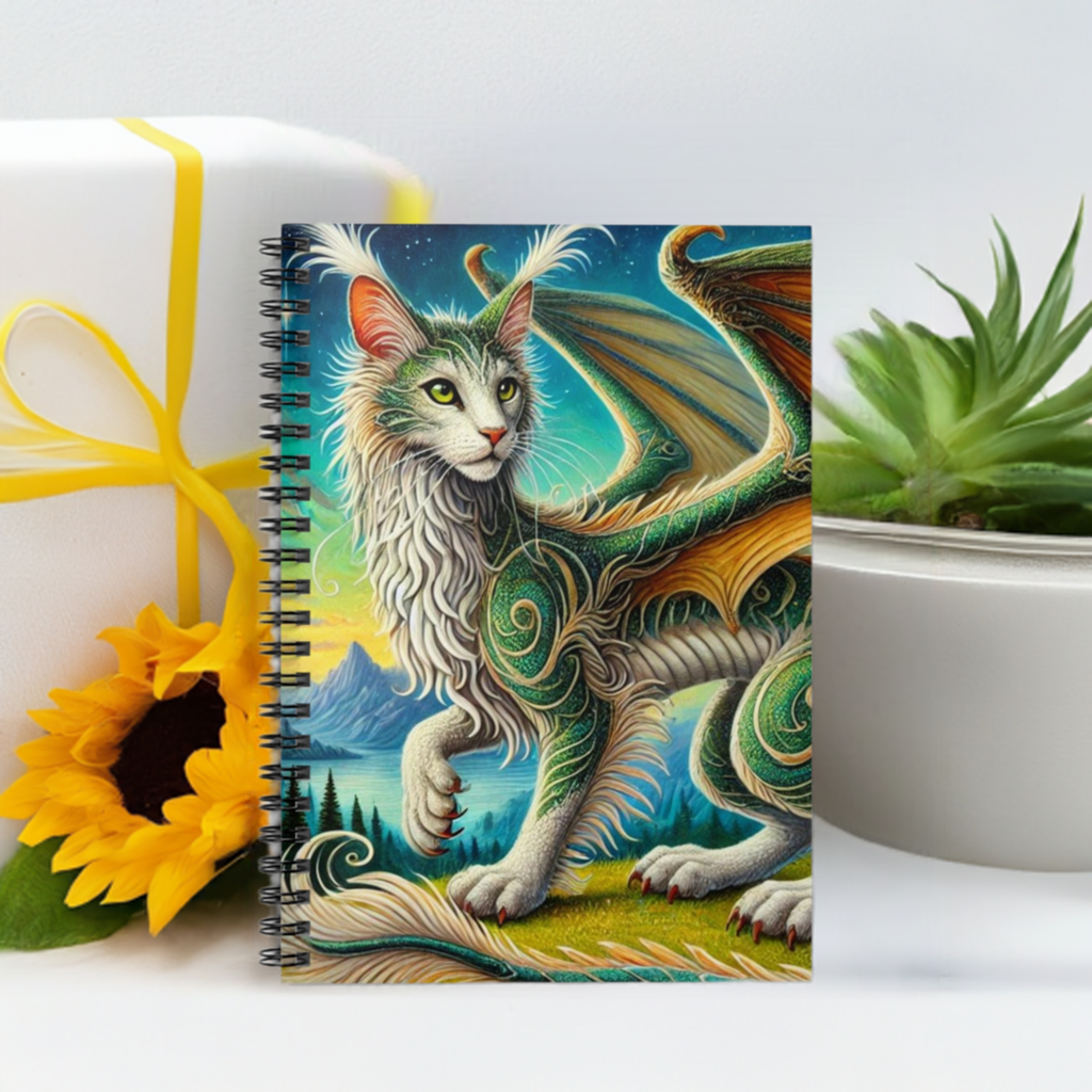 Magical Cragon - Cat Dragon - Spiral Notebook - Ruled Line   