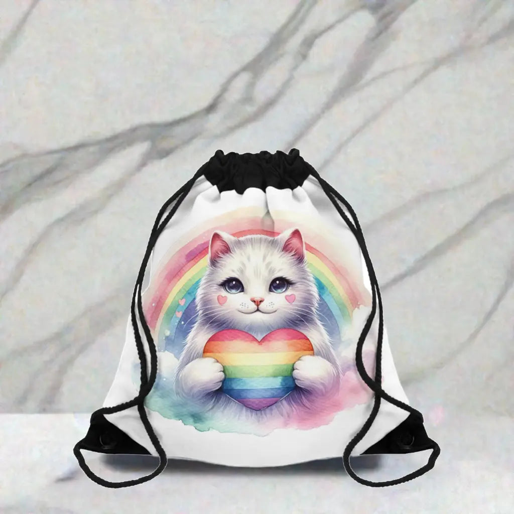 Rainbow Cat - Cat Lover - Drawstring Bag   