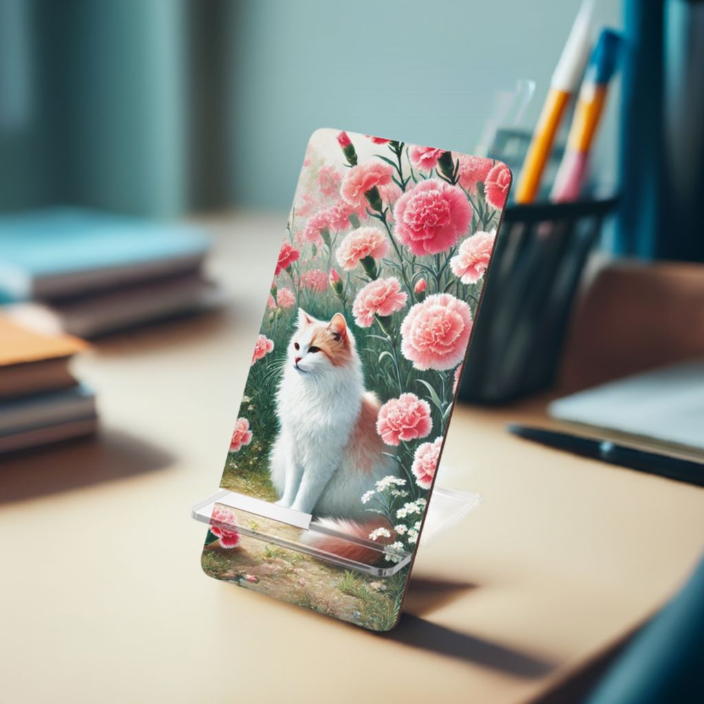 January Birth Flower - Cat Lover - Mobile Display Stand for Smartphones   