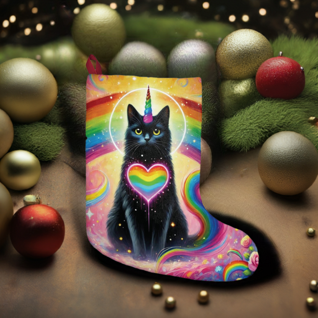 Caticorn Rainbow Heart - Cat Unicorn - Christmas Stockings   