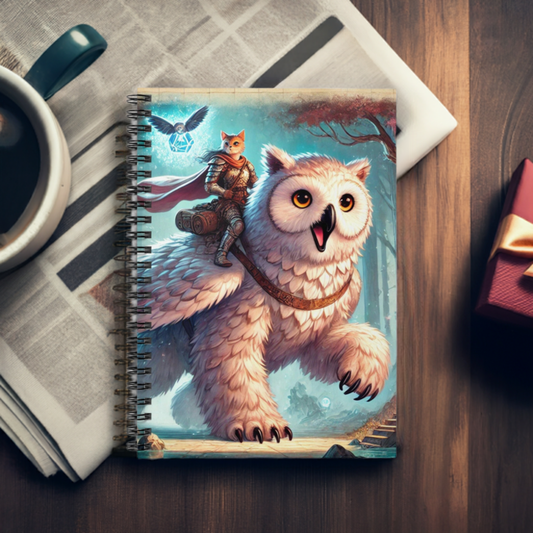 Bear Owl - Cat Rider - Dungeons and Dragons - Spiral Notebook - Ruled Line   