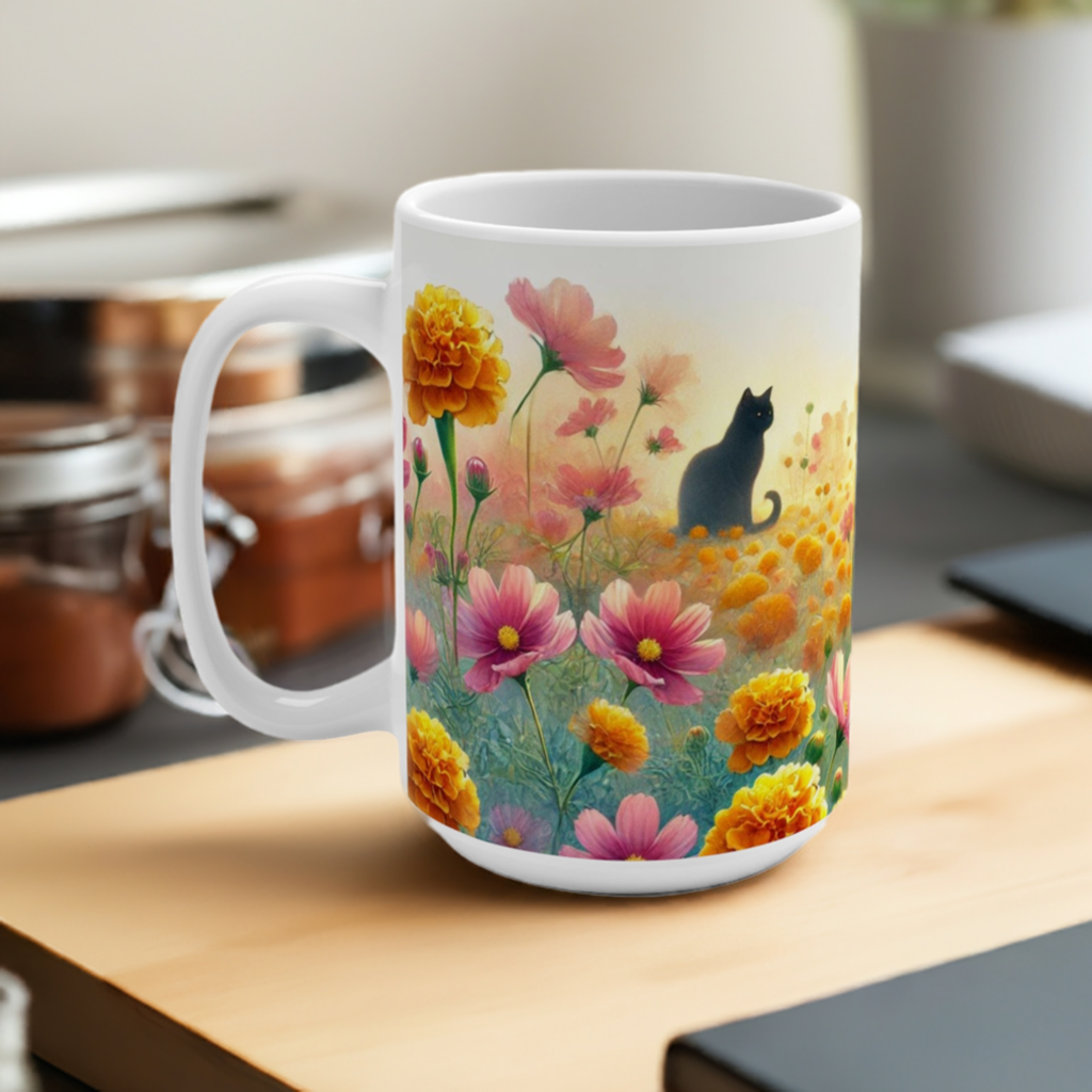 October Birth Month Flowers - Cat Lover - Mug 15oz   