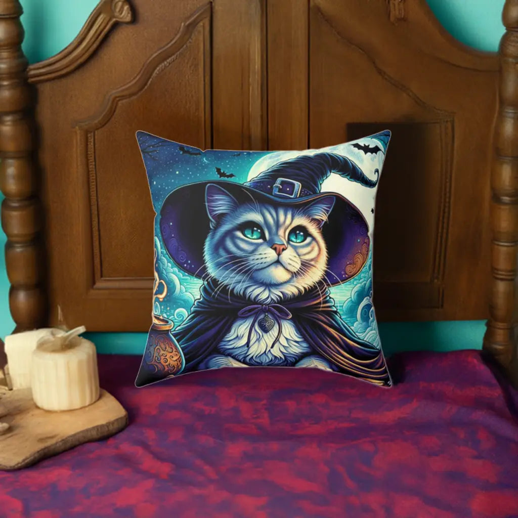 Witchy Cat - Spun Polyester Square Pillow   