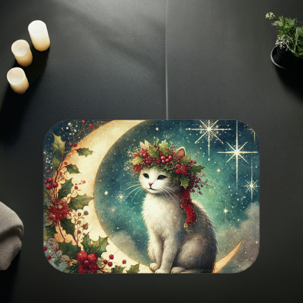 Holiday Moon - Cat Lover - Bath Mat -24x17   