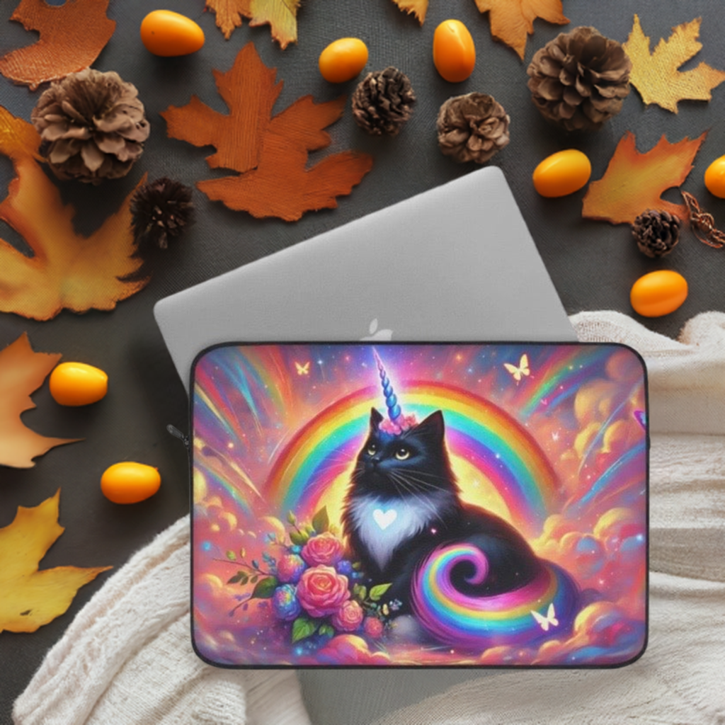 Pink Dreams Caticorn - Rainbows, Cats and Unicorns - Laptop Sleeve   