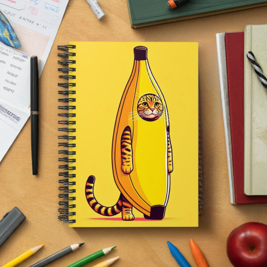 Cat Banana - Spiral Notebook - Ruled Line   