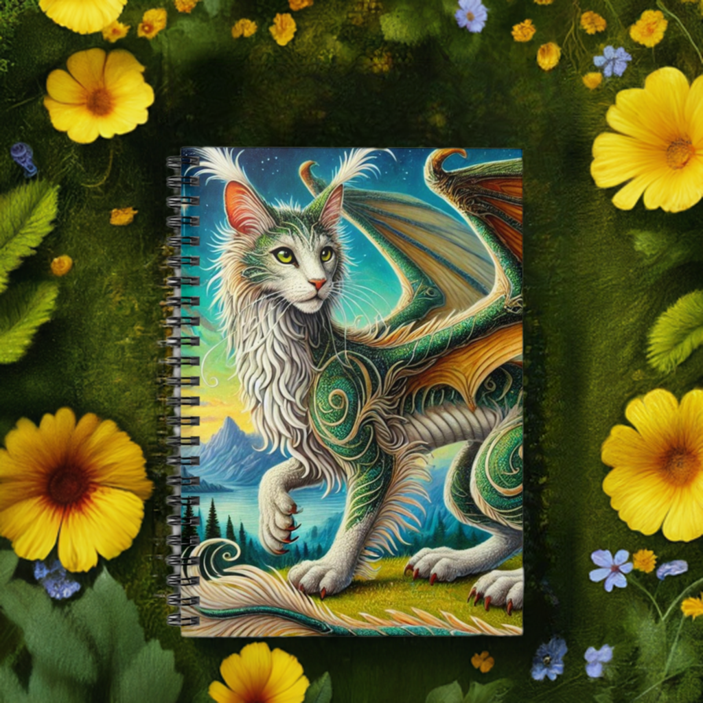 Magical Cragon - Cat Dragon - Spiral Notebook - Ruled Line   