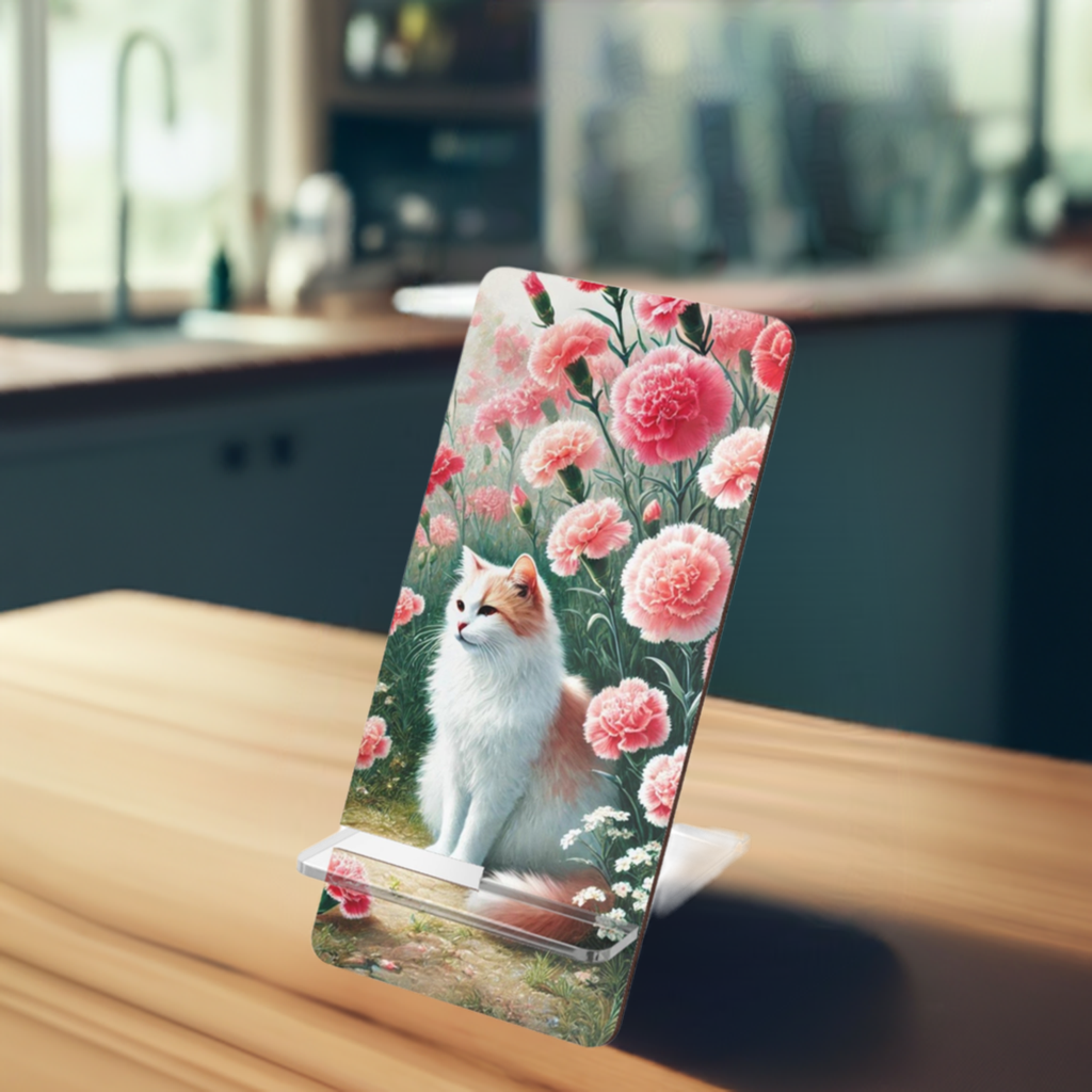 January Birth Flower - Cat Lover - Mobile Display Stand for Smartphones   