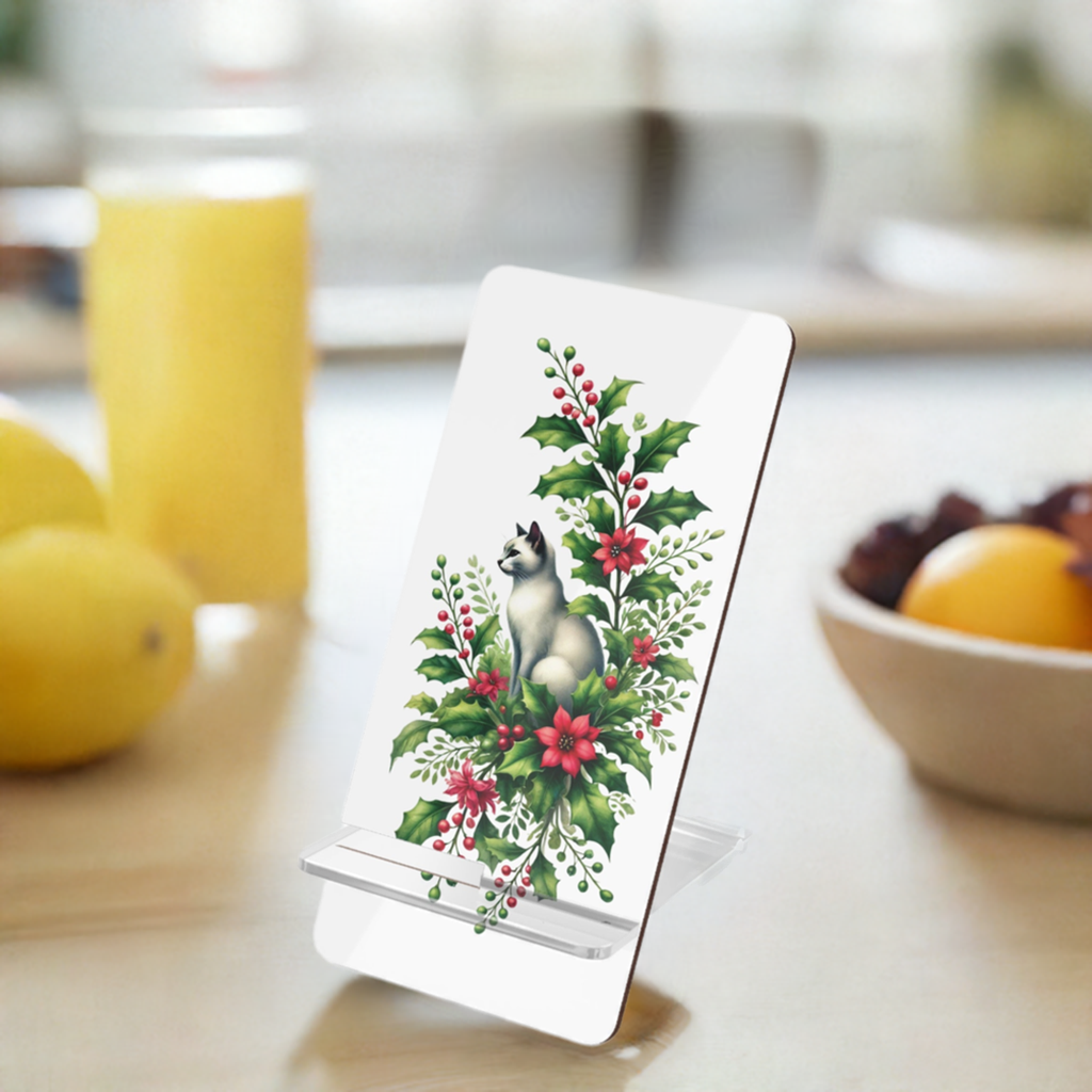 December Birth Flower - Cat Lover - Mobile Phone Stand for Smartphones   