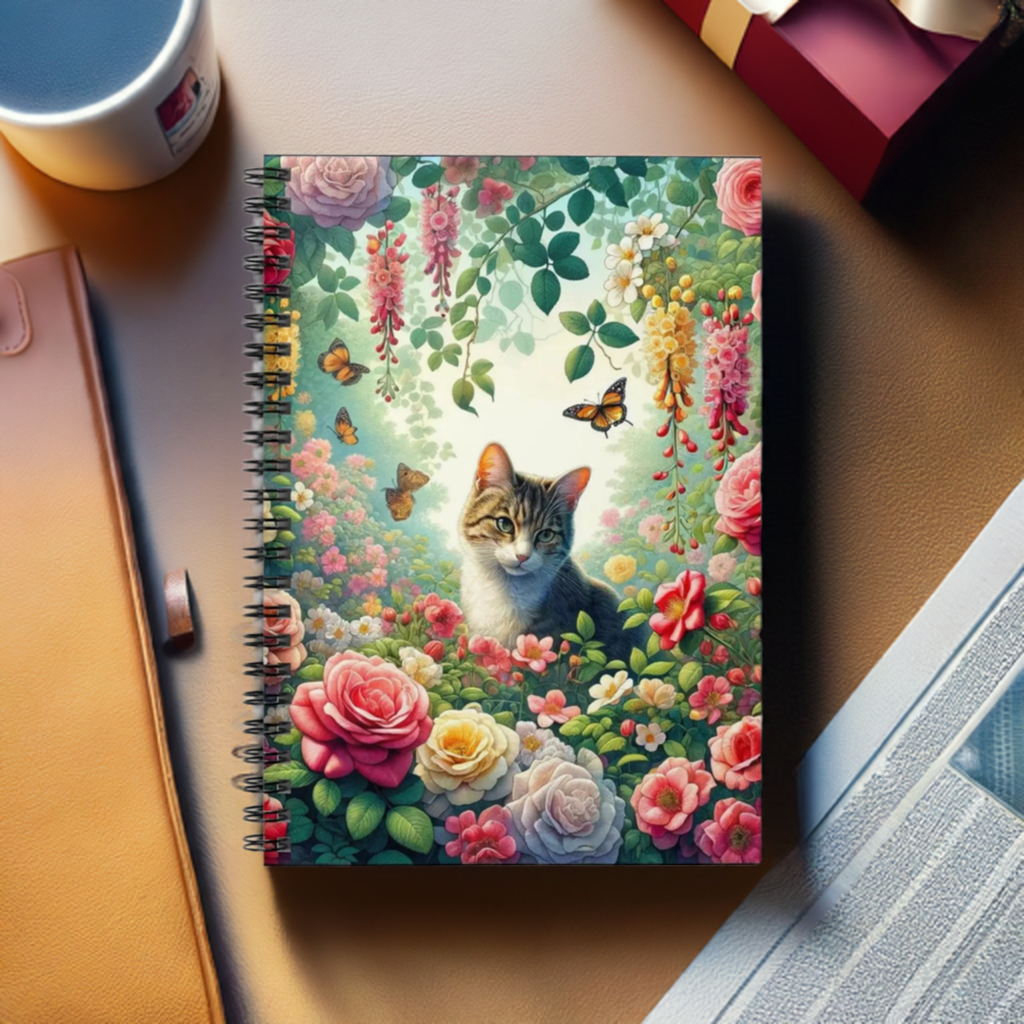 June Birth Flowers - Roses and Honeysuckles - Spiral Notebook - Ruled Line   