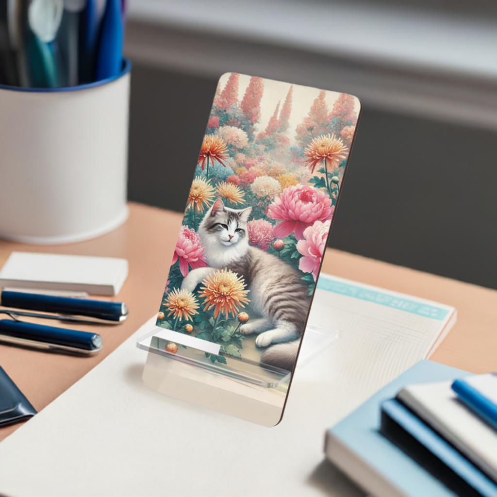 November Birth Flower - Cat Lover - Mobile Display Stand for Smartphones   