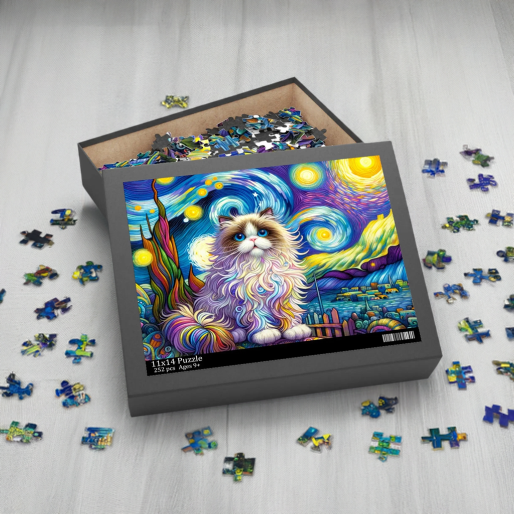 Starry Night Rag Doll Cat Lover - Puzzle (120, 252, 500-Piece)   