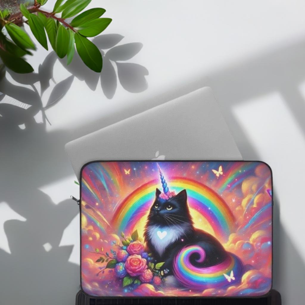 Pink Dreams Caticorn - Rainbows, Cats and Unicorns - Laptop Sleeve   