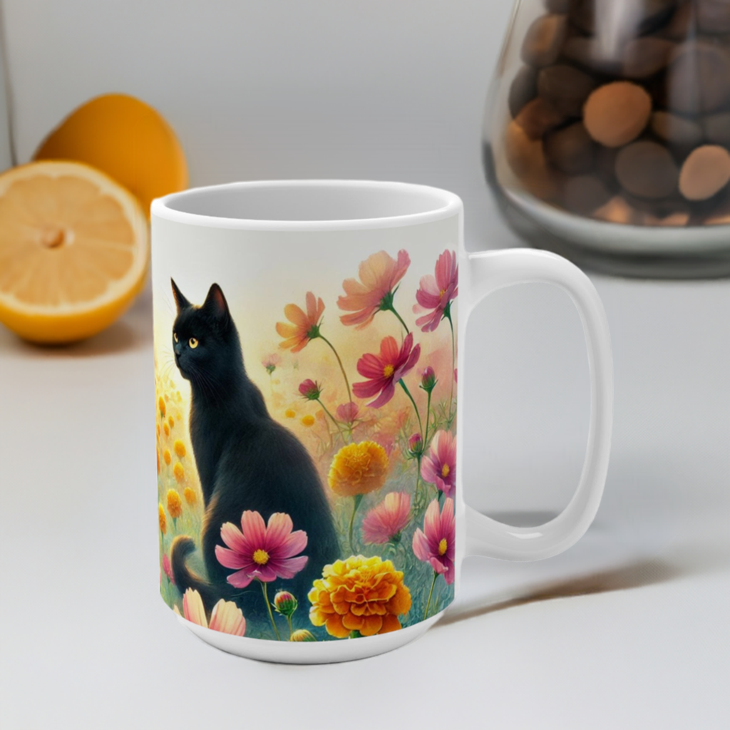 October Birth Month Flowers - Cat Lover - Mug 15oz   