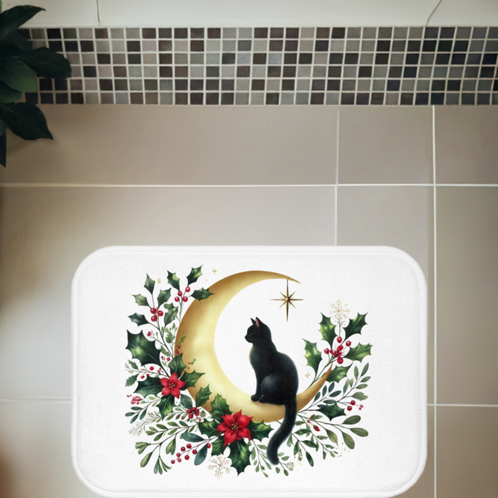 Winter Moon - Cat Lover - Bath Mat -24x17   