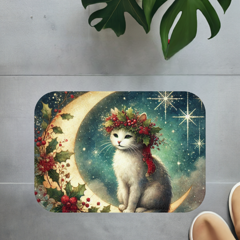 Holiday Moon - Cat Lover - Bath Mat -24x17   