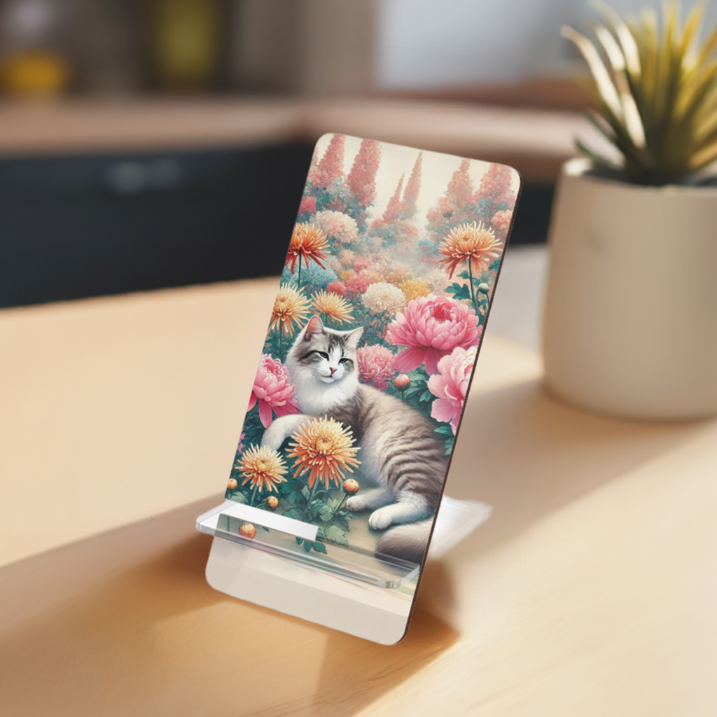 November Birth Flower - Cat Lover - Mobile Display Stand for Smartphones   