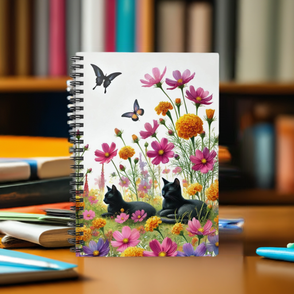 October Birth Flower - Cat Lover - Spiral Notebook - Ruled Line   