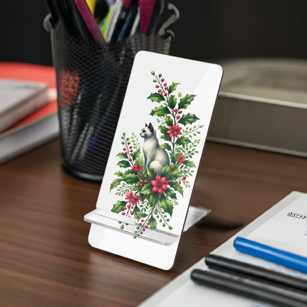 December Birth Flower - Cat Lover - Mobile Phone Stand for Smartphones   