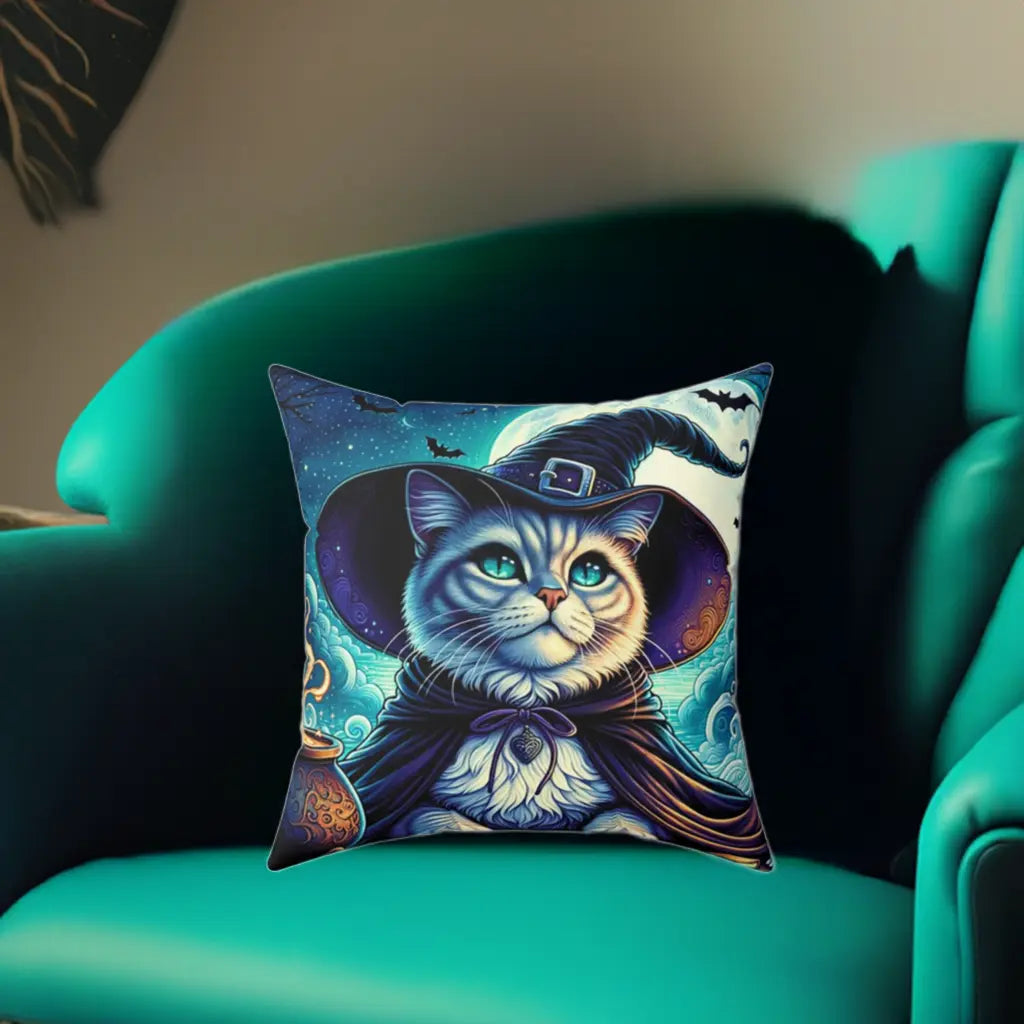 Witchy Cat - Spun Polyester Square Pillow   